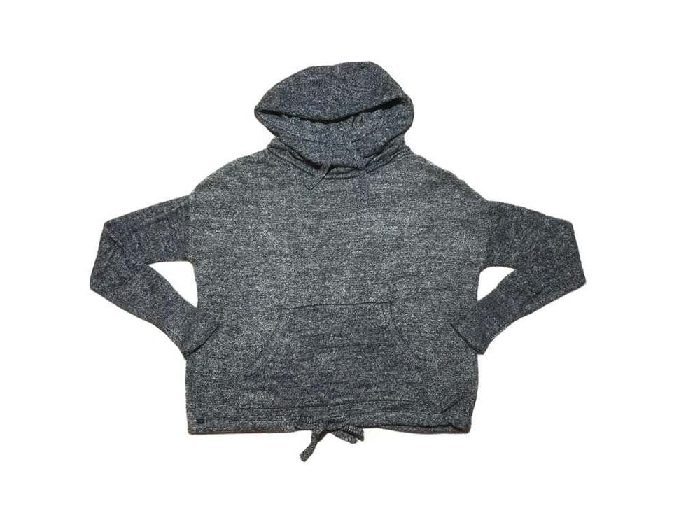 Barefoot Dreams CozyChic Lite Knit Hoodie Medium Gray Cowl Neck Pocket